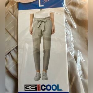 NWT! 32 Degree Belted Straight Leg Pants - Light Brown Clay Large